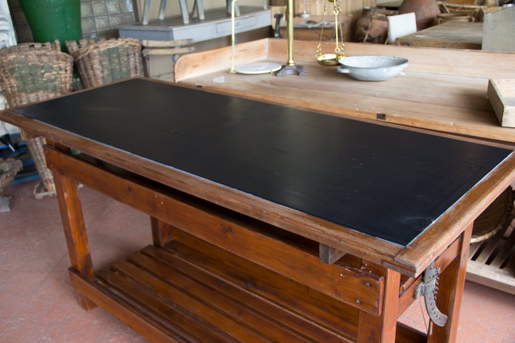 20th Century Vintage Chemistry Table with Welsh Slate Top