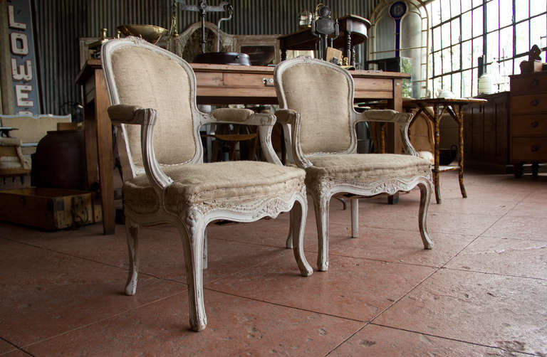 Pair of Vintage French Bergère Chairs In Good Condition In Calgary, Alberta