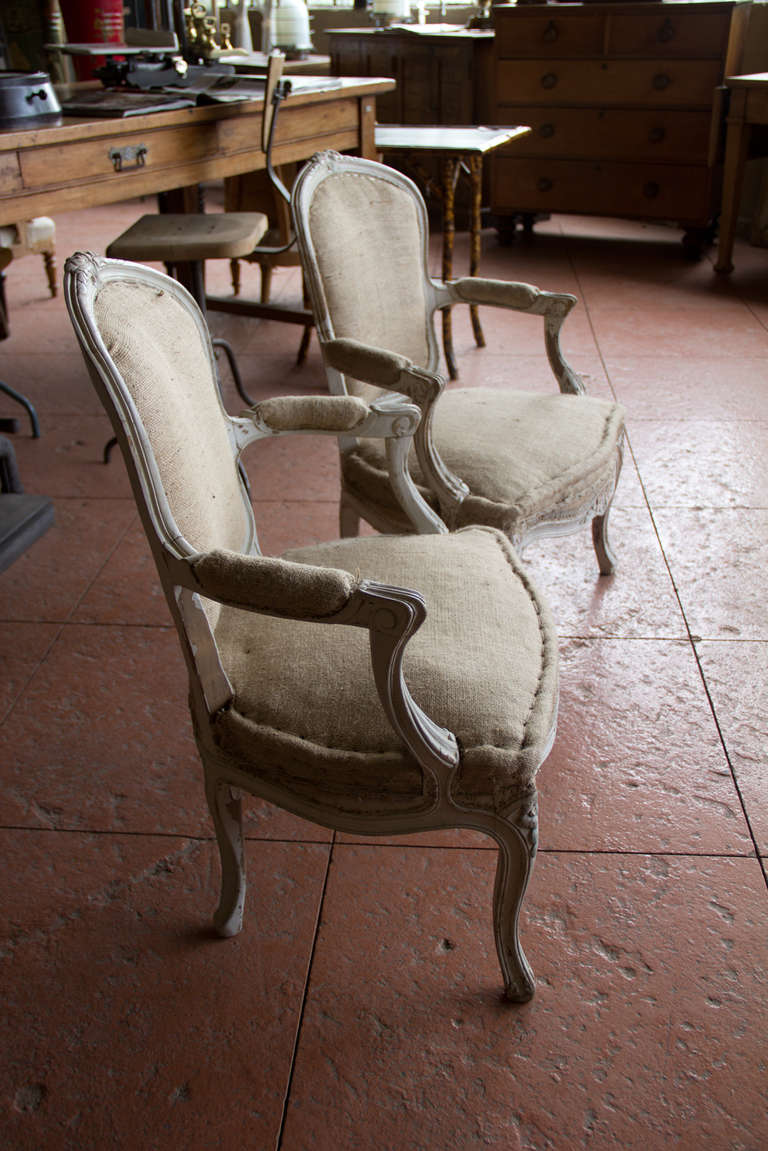 Wood Pair of Vintage French Bergère Chairs