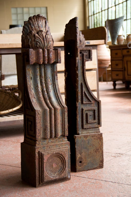 Rare Pair of Massive Antique Cast Iron Corbels 3
