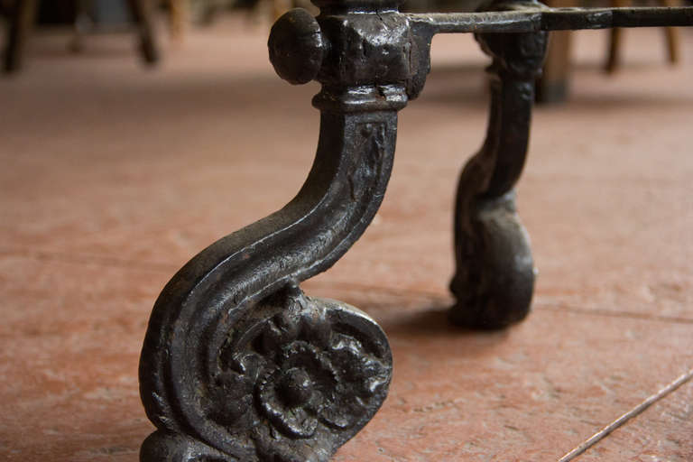 Iron Antique Stone Top Garden Table