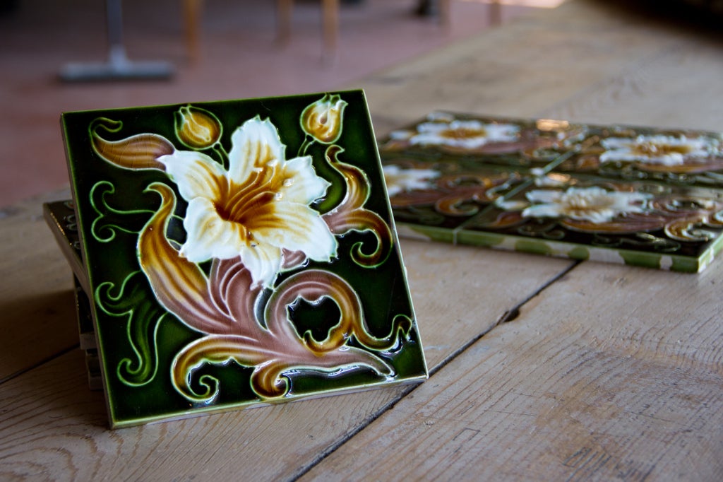 Clay Set of 10 Antique English Henry Richards Tiles