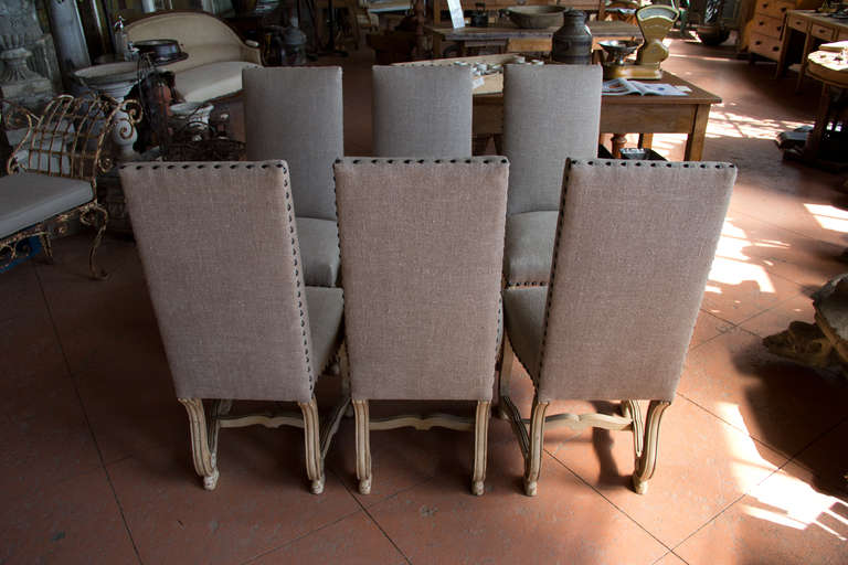 Wood Set of 6 Vintage Os de Mouton Dining Room Chairs