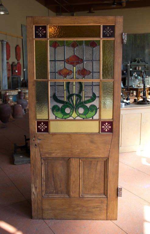 Superb Art Noveau Stained Glass Door 7