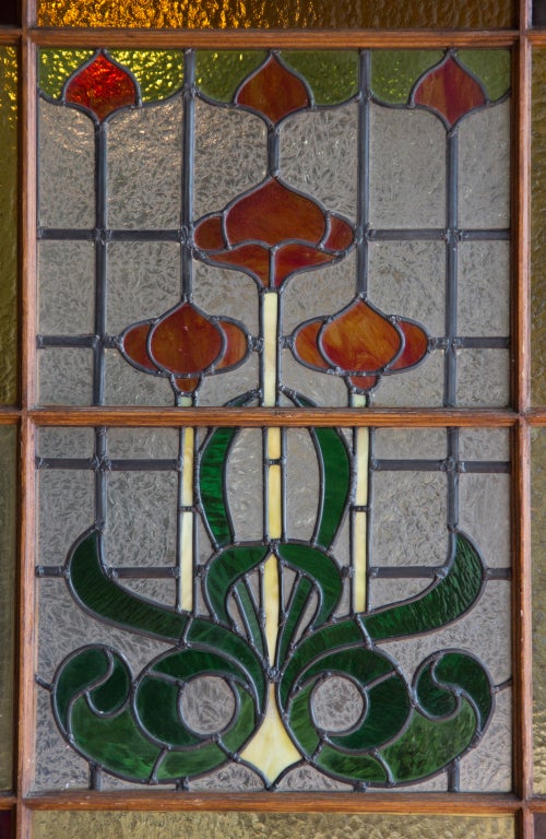 Superb Art Noveau Stained Glass Door 1