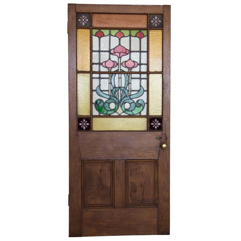 Superb Art Noveau Stained Glass Door