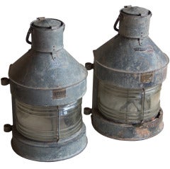 Pair Large Vintage Nautical Lanterns