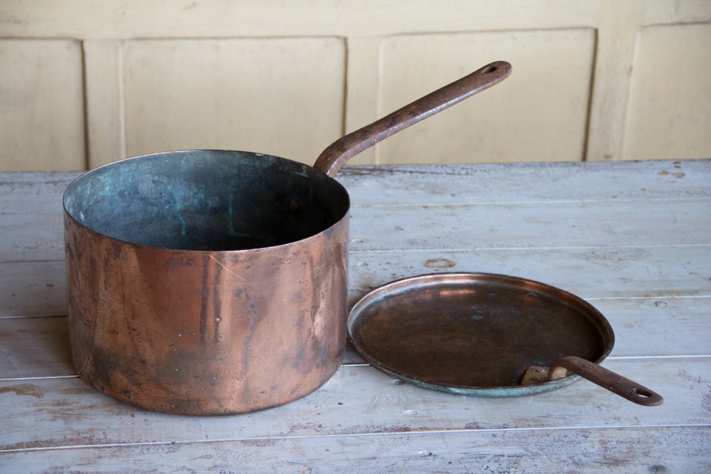 Victorian Antique English Copper Pan with Lid
