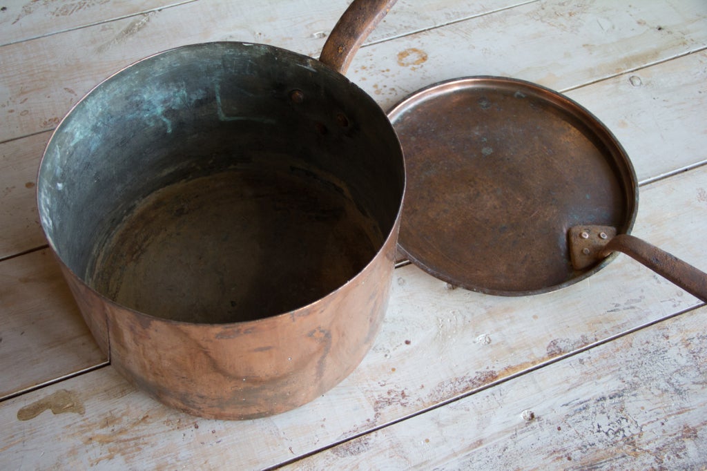 Antique English Copper Pan with Lid at 1stdibs