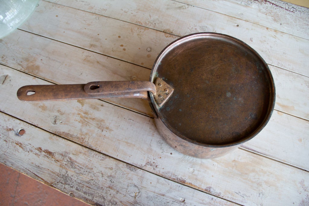 Antique English Copper Pan with Lid 1