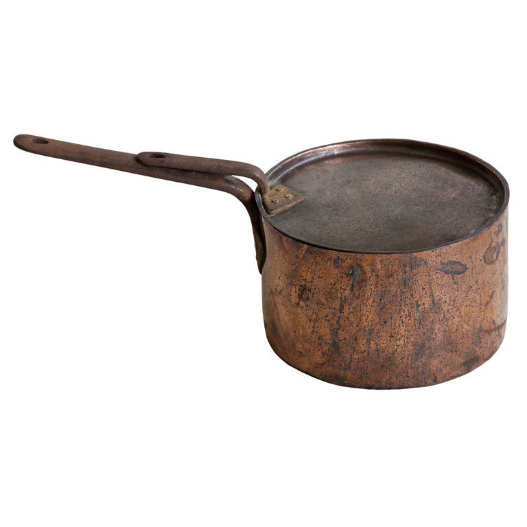 Antique English Copper Pan with Lid