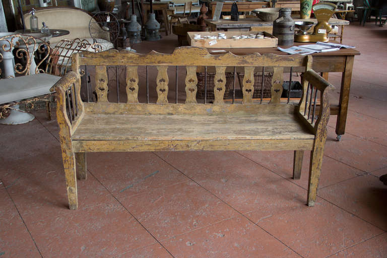19th Century Painted Gustavian Bench In Good Condition In Calgary, Alberta