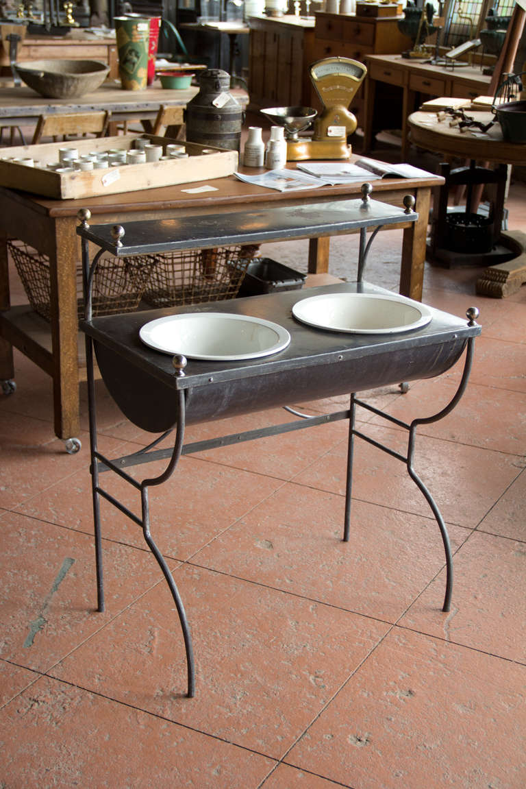 Argentinian Art Nouveau Wrought Iron and Zinc Washstand