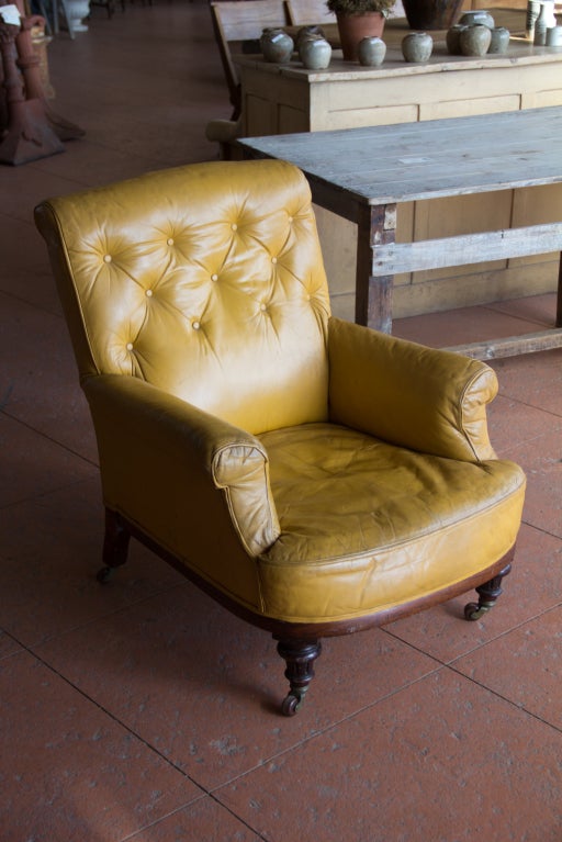 Victorian Button Back Leather Chair