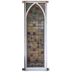 Very Large 19th Century English Stained Glass Lancet Window