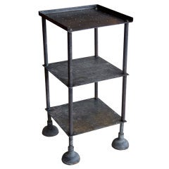 English Vintage Industrial Iron 3-Tiered Shelf