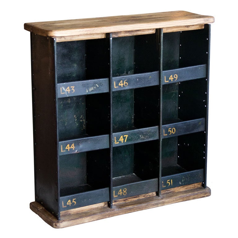 English Vintage Industrial Pigeon Hole Cupboard