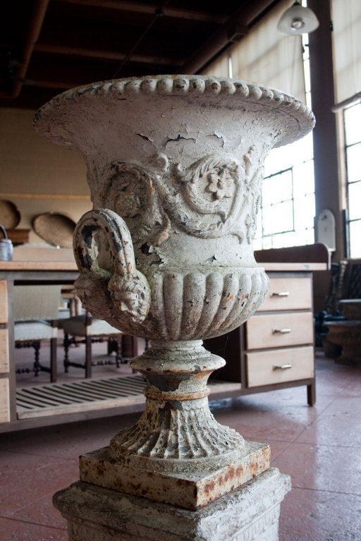 Victorian Cast Iron Urn on Base 2