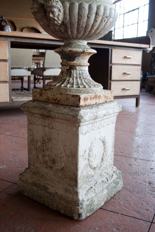 Victorian Cast Iron Urn on Base 3