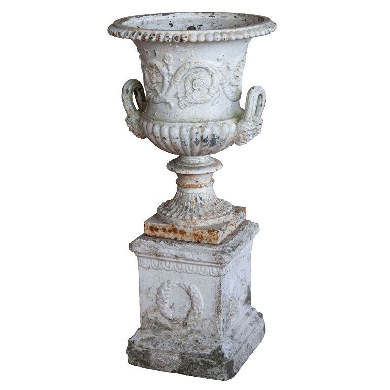 Victorian Cast Iron Urn on Base