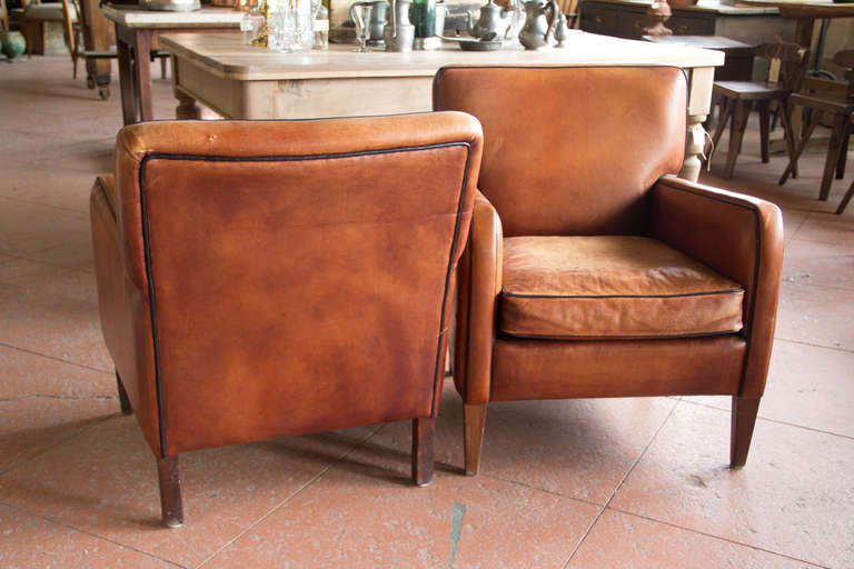 Pair of Vintage French Leather Chairs 5