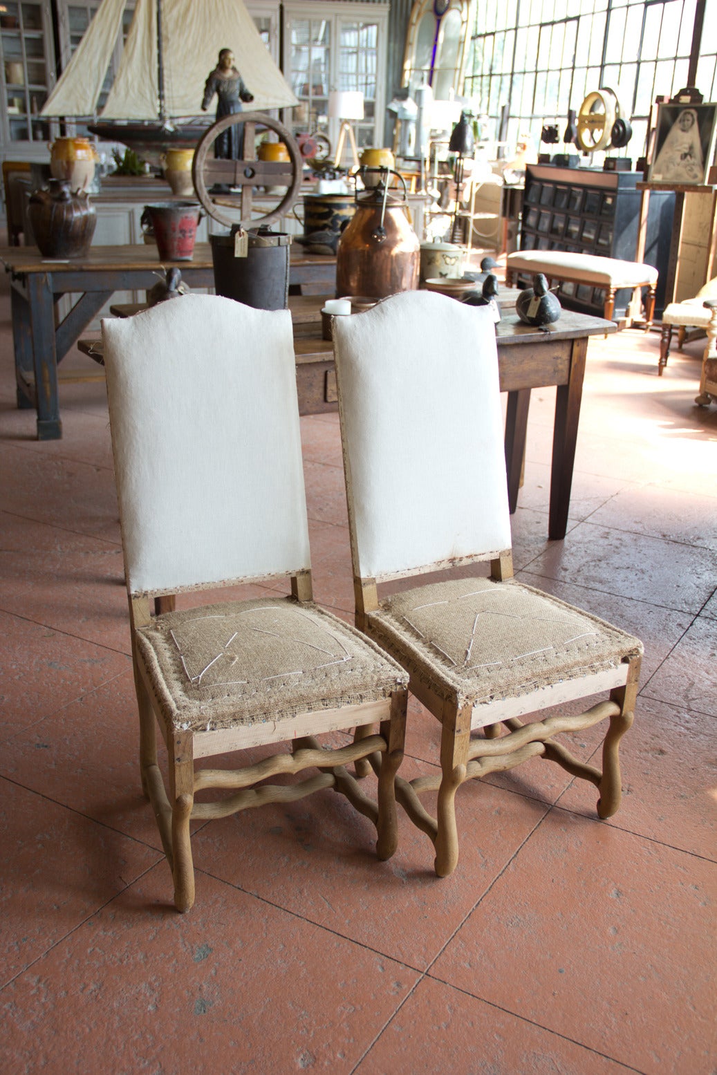 Pair of Vintage French Os Du Mouton Chairs