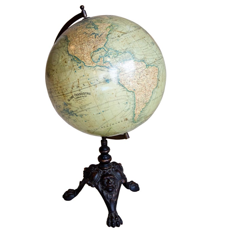 Rare 1884 French Terrestrial Globe