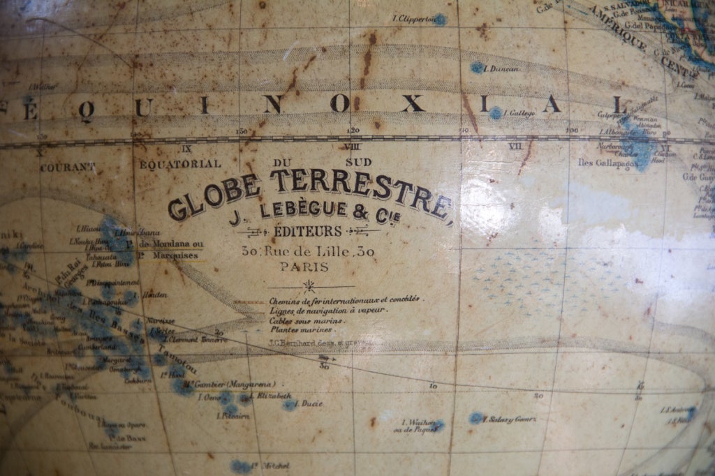 Rare 1884 French Terrestrial Globe 2