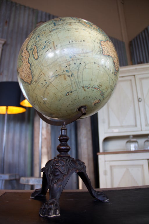 Rare 1884 French Terrestrial Globe 6