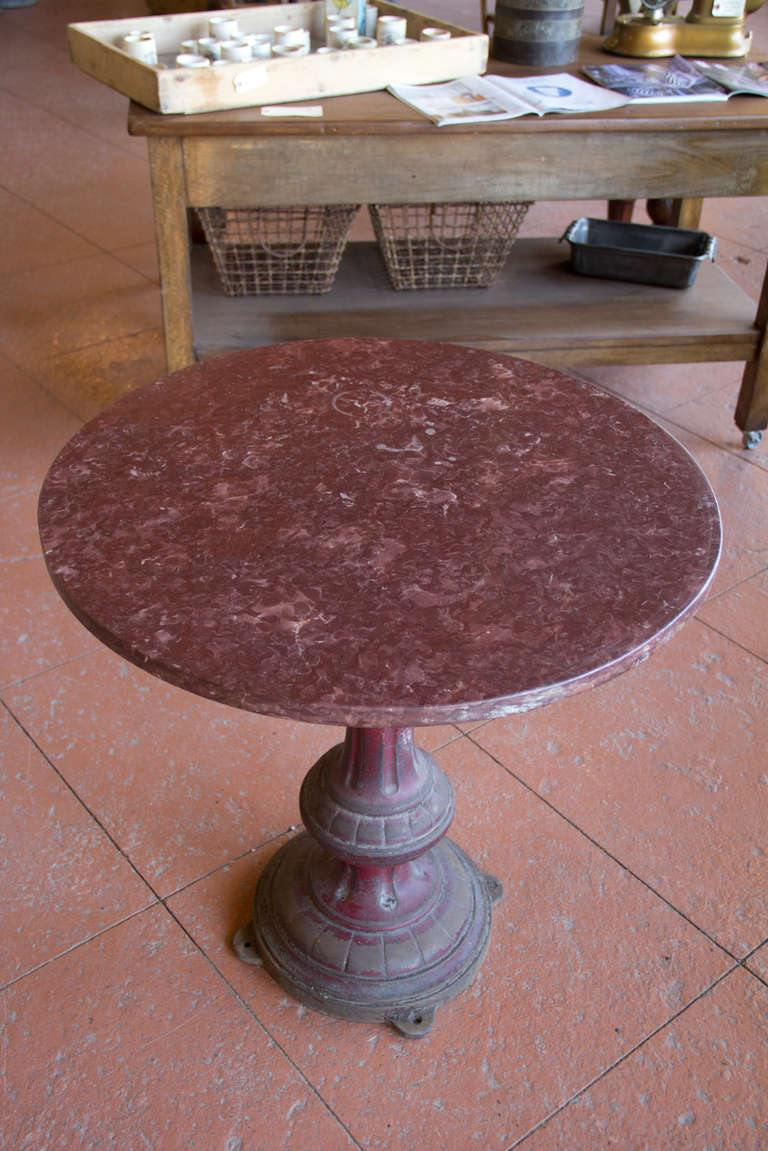 British Antique English Marble Topped Pub Table