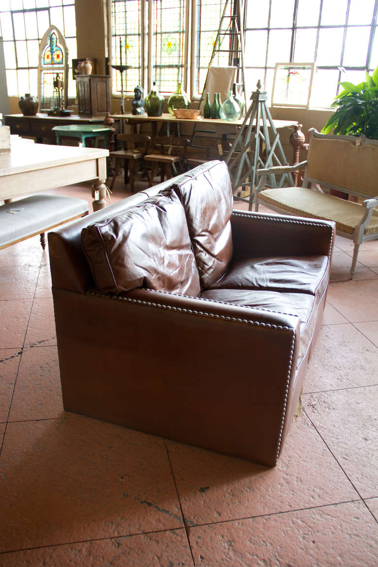 Vintage French Leather Settee 4
