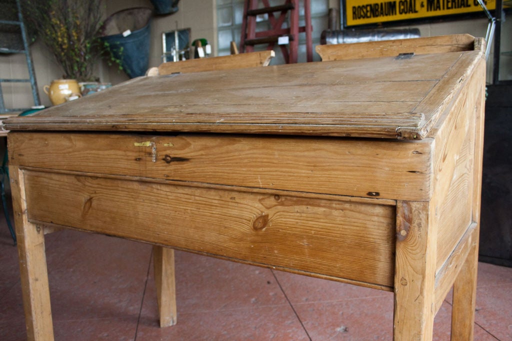 Wood Vintage Industrial Sloped Top Desk
