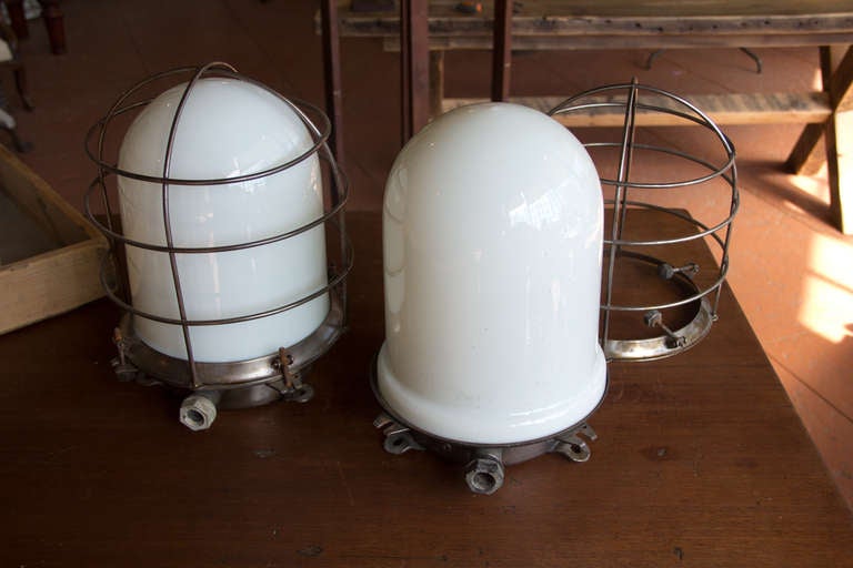 20th Century Milk Glass Nautical Light