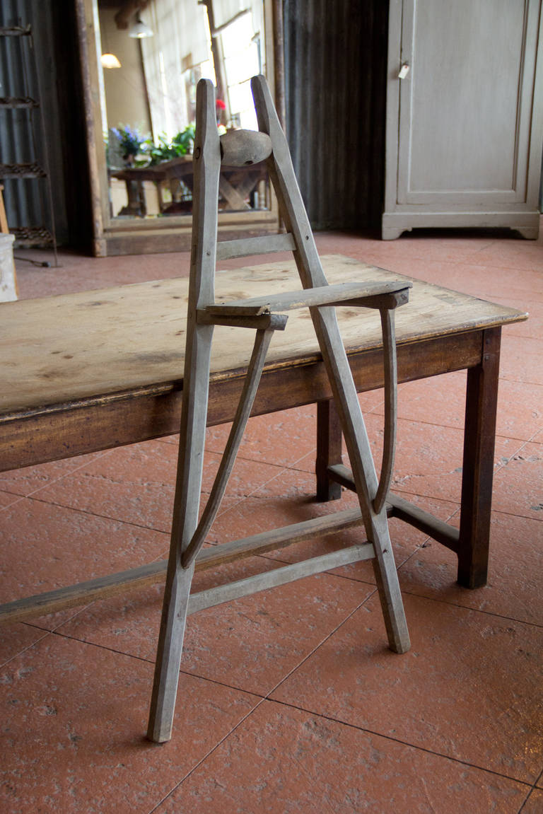 Rare French Burgundian mixed wood hotte stand. This was used whilst grape picking as a rest place. It most likely would have been propped against a tree to take the weight of a hotte full of ripe grapes. From a Burgundy vineyard. It has its original