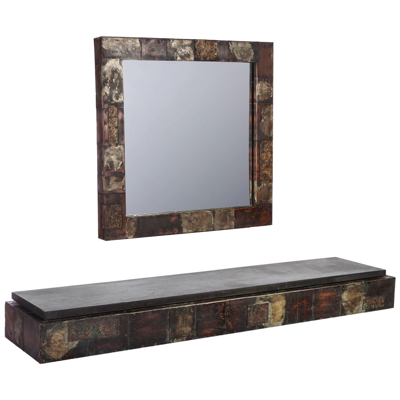 Paul Evans  Patchwork Mirror And Console