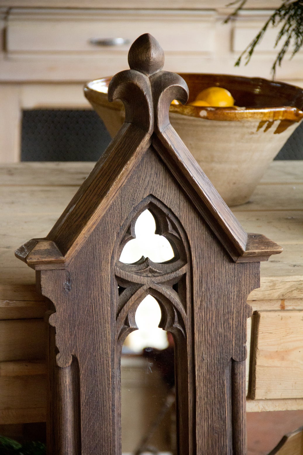 19th Century Antique Oak French Gothic Lancet Window