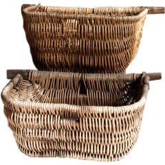 Pair of Antique Woven Harvest Baskets