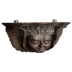 19th Century Flemish Carved Winged Putto Shelf