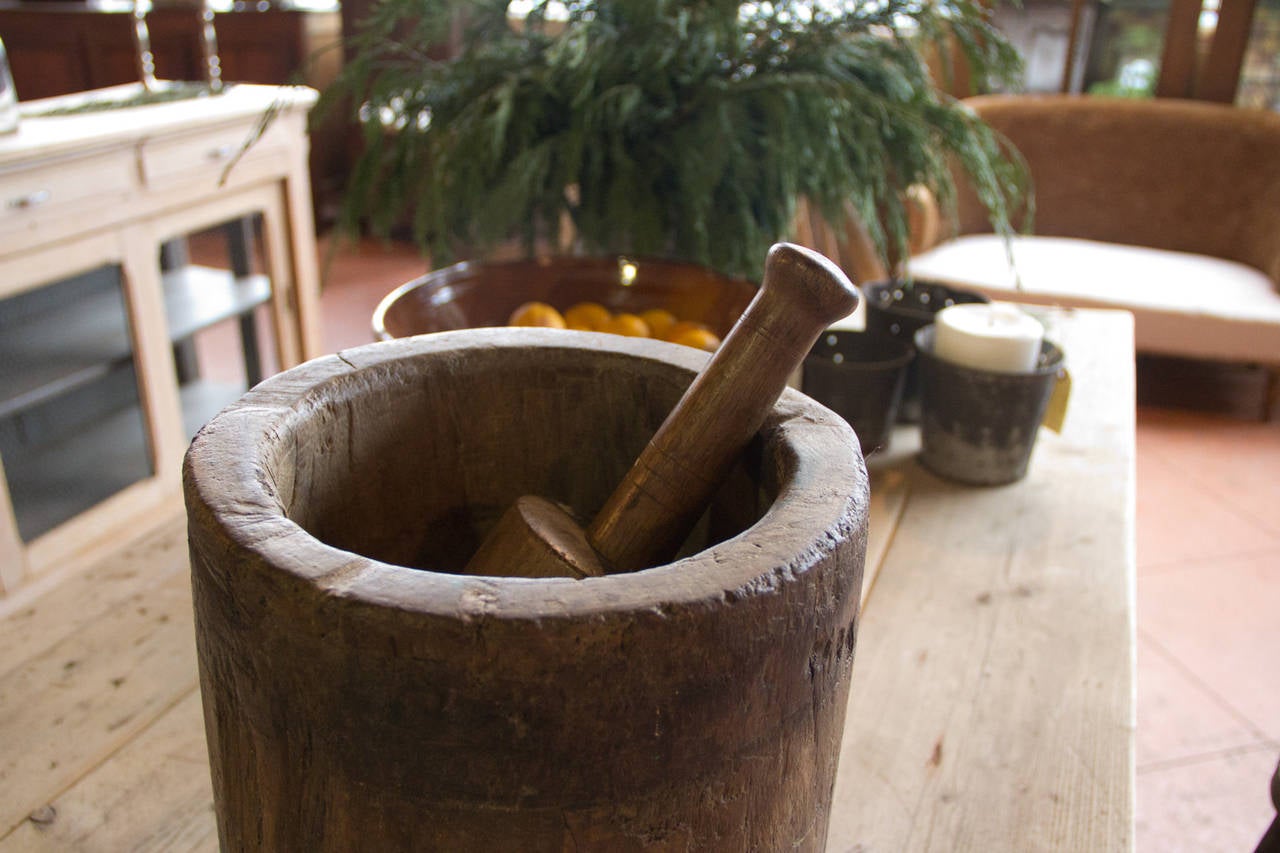 Wood Antique Mortar and Pestle
