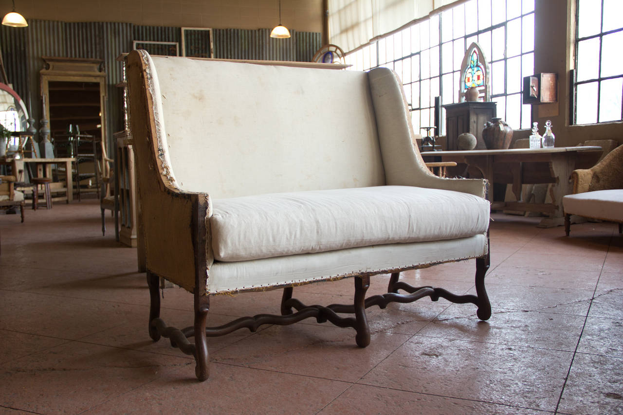 Vintage French Os Du Mouton Settee In Good Condition In Calgary, Alberta