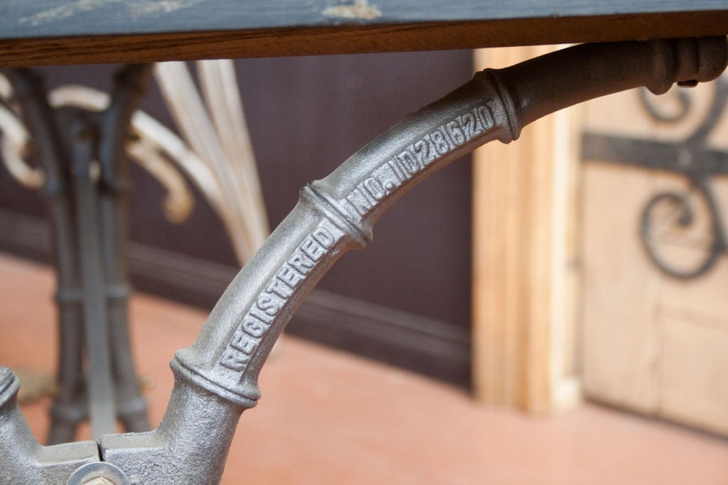 Iron 19th Century Faux Bamboo Table with Welsh Slate Top