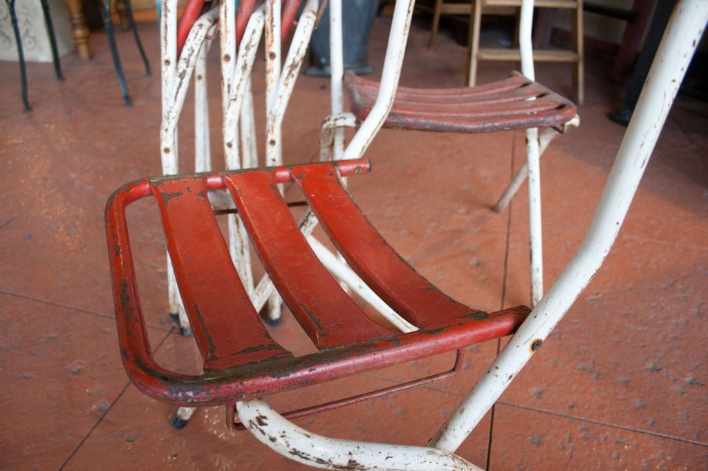 Set of Five Vintage Strap Metal Garden Chairs at 1stdibs