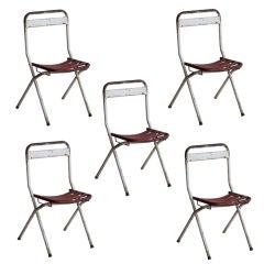 Set of Five Vintage Strap Metal Garden Chairs