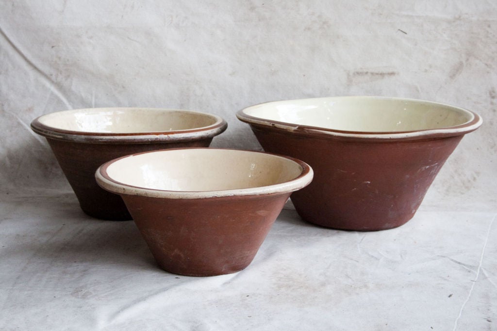 Set of Three Vintage Terra Cotta Bowls at 1stdibs