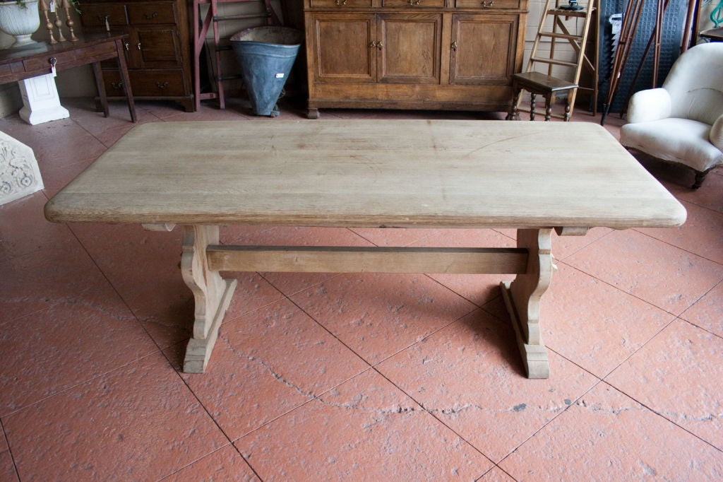 Belgian 19th Century Bleached Oak Table