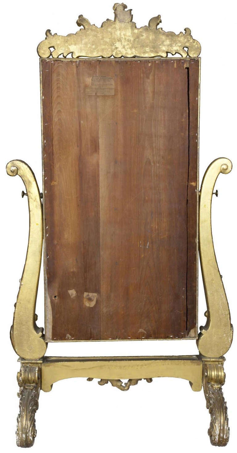 French Large Gold Leaf Rococo Revival Dressing Mirror, circa 1860 For Sale