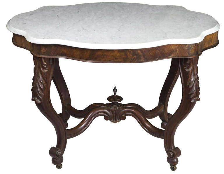 Rococo Revival Rococo Marble-Top Center Table with Serpentine Shaped Top
