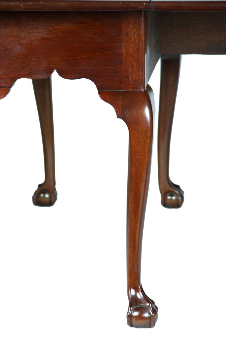 American Mahogany Chippendale, Six Leg Claw and Ball Drop-Leaf Dining Table