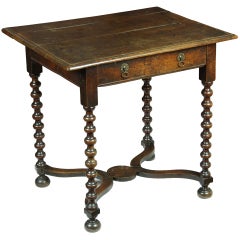 An Oak William and Mary Single Drawer Side Table, England, c.1720-40