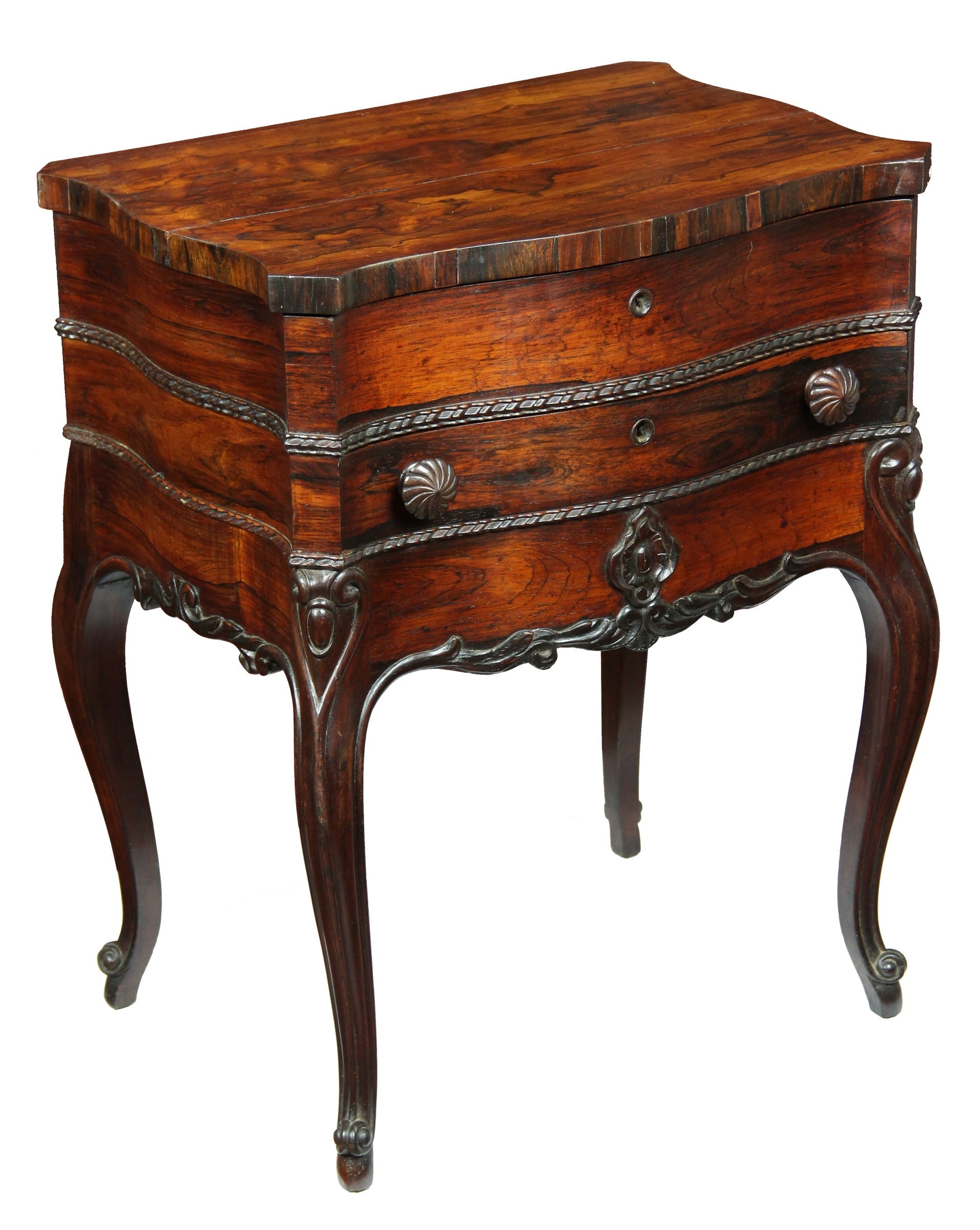 Serpentine Rosewood Rococo Revival Work Table, New York, circa 1850 For Sale